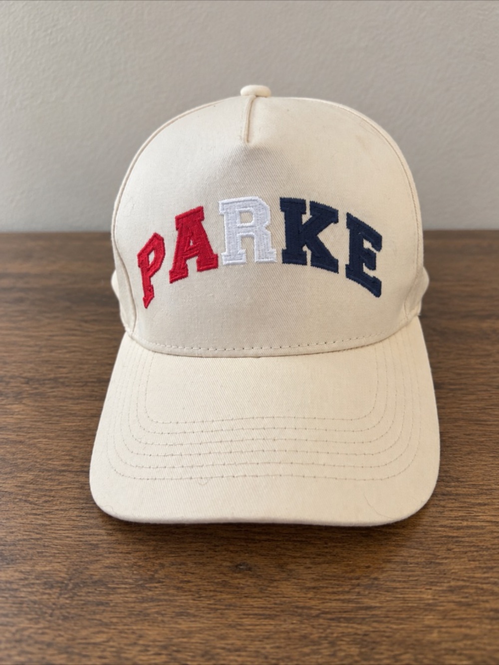 PARKE Cream Varsity Embroidered Baseball Cap